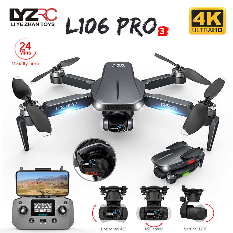 Drone Gimbal - ドローンL106pro 3,4K 5g,wifi,fpv,折りたたみ式GPS,rcクワッドコプター,プロのブラシレス,ヘリコプター,おもちゃ
